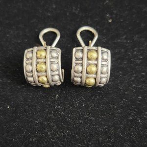 Lagos Caviar sterling silver and 18K earrings - huggies